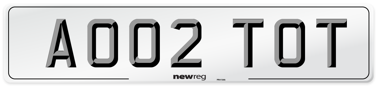 AO02 TOT Number Plate from New Reg